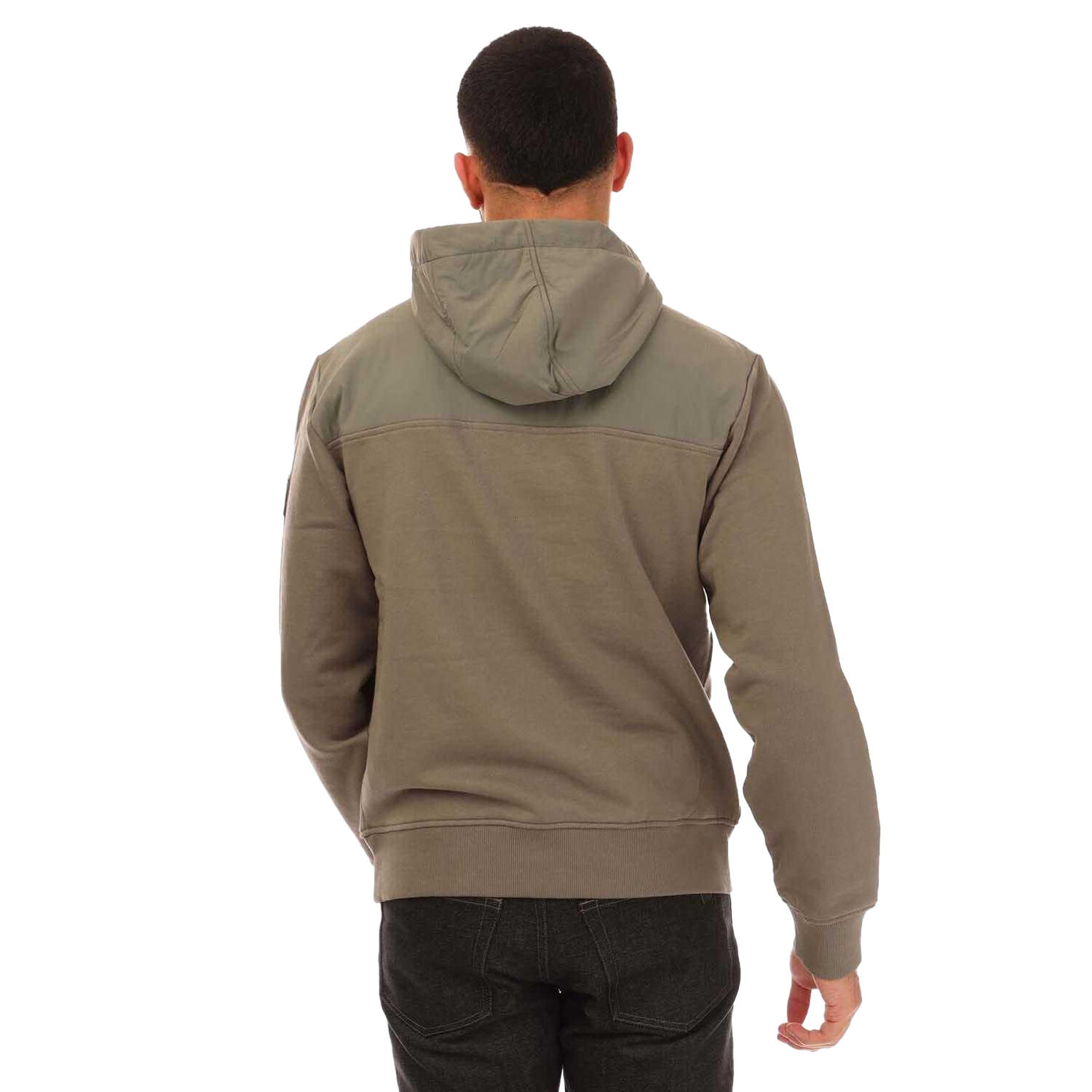 Mens Panelled Relaxed Fit Hoodie (Brown) 2/3