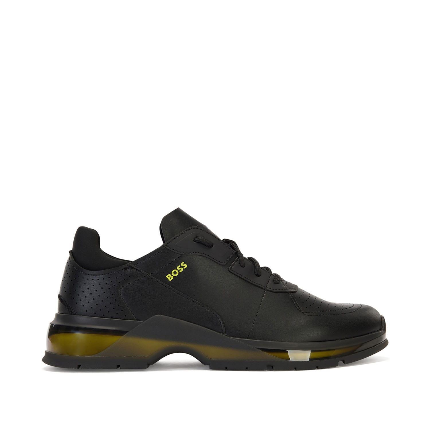 Mens Netroit Leather Running Shoes (Black) 1/4
