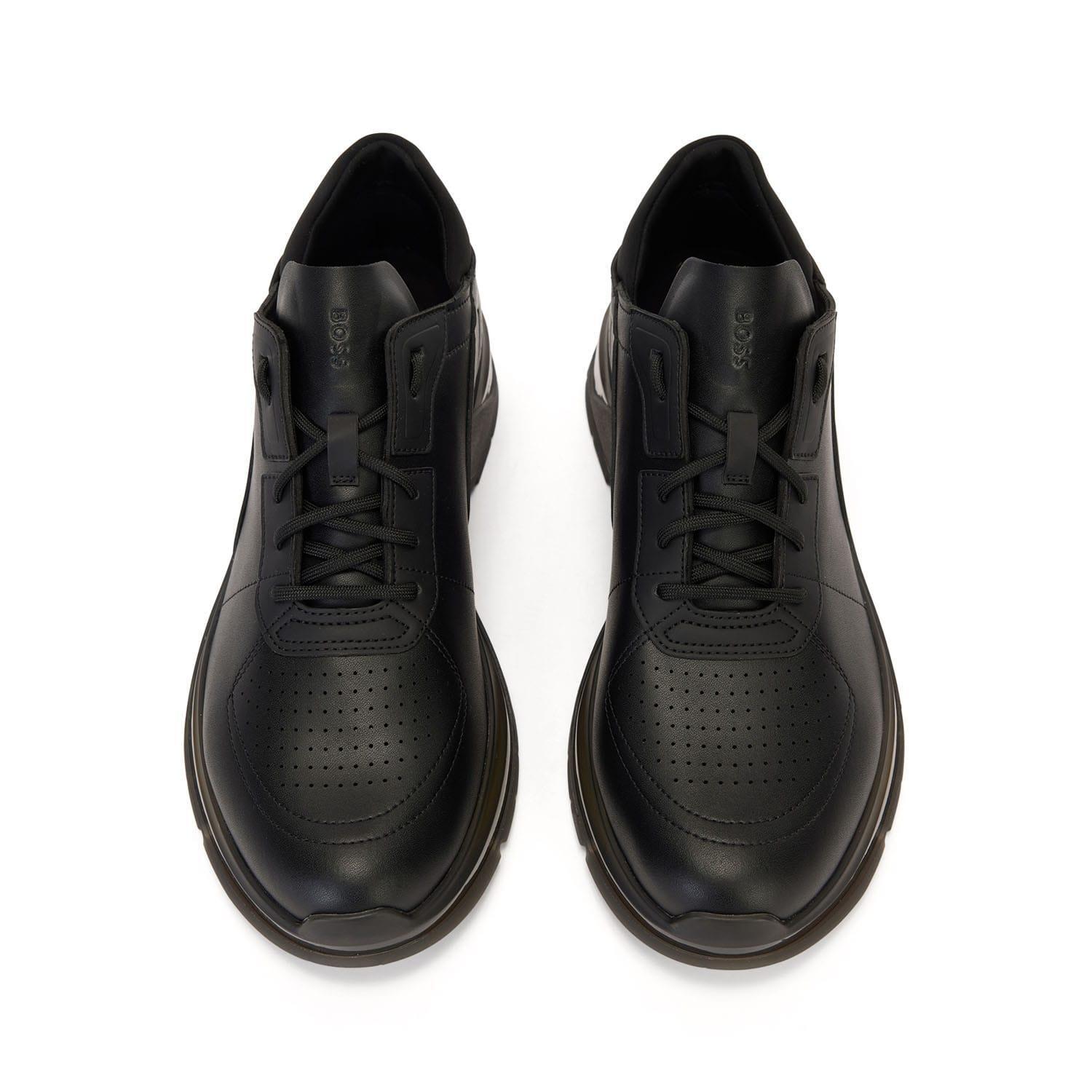 Mens Netroit Leather Running Shoes (Black) 4/4