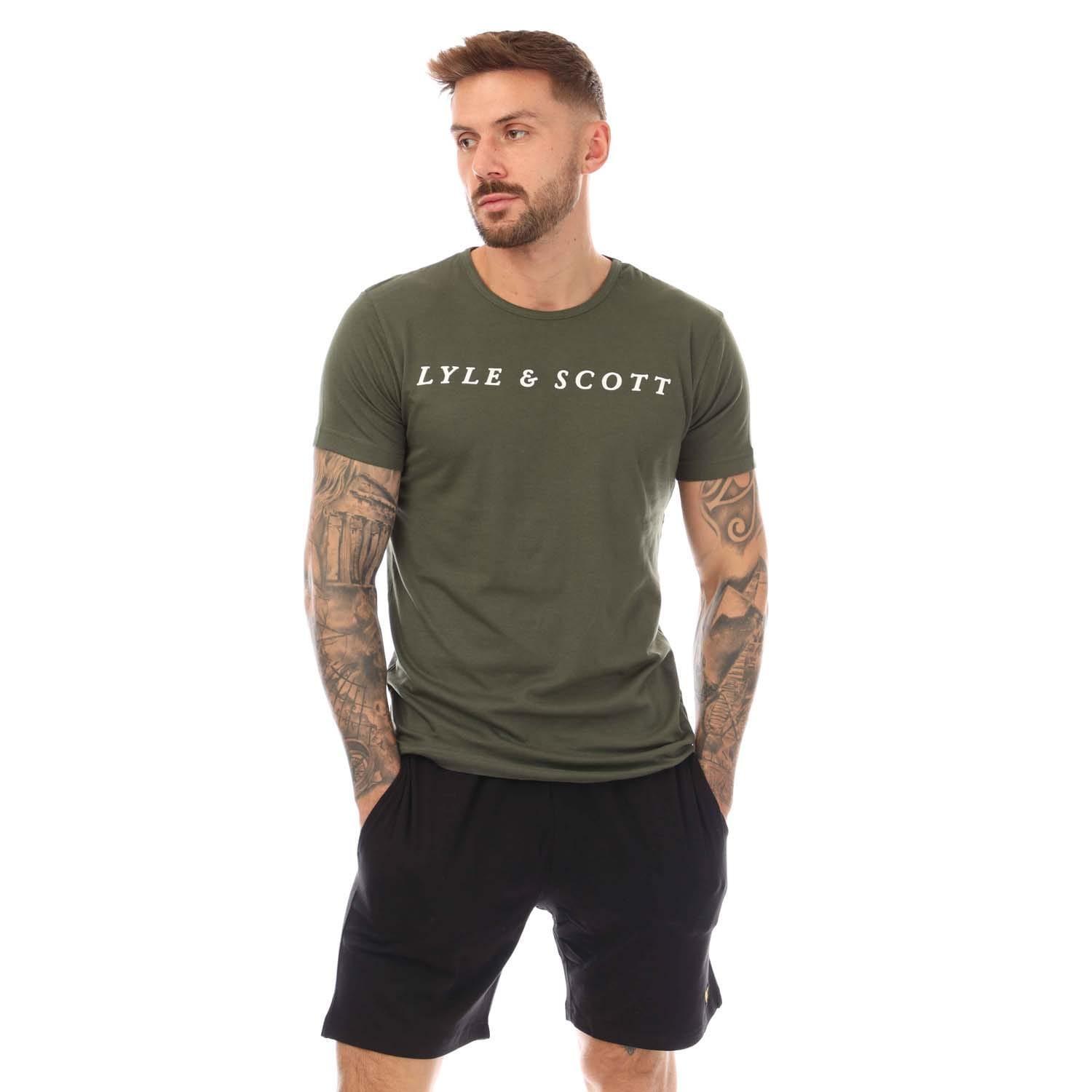 Mens Oakley TShirt & Shorts Set (Khaki Green/Black) 1/4