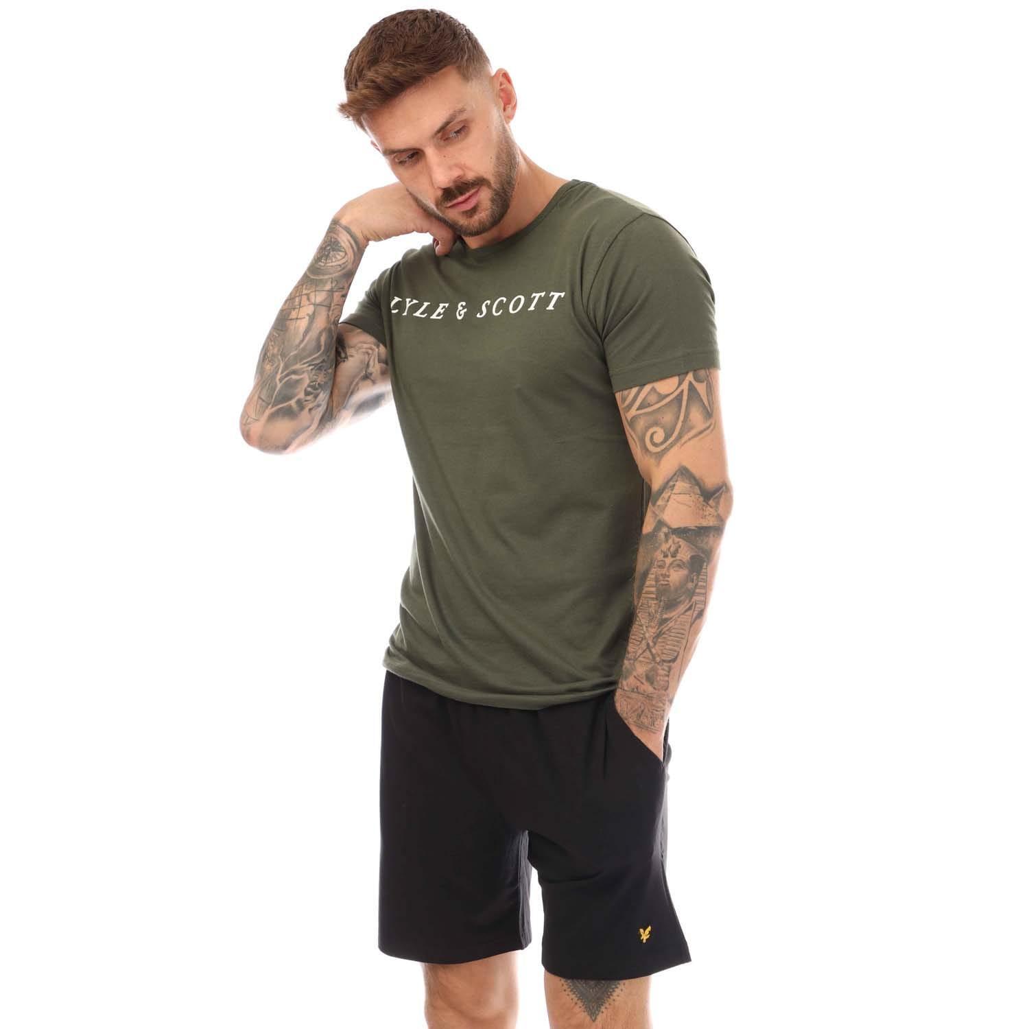 Mens Oakley TShirt & Shorts Set (Khaki Green/Black) 4/4