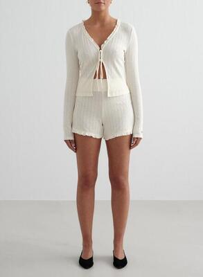 Dames shorts pointelle brei amandel wit