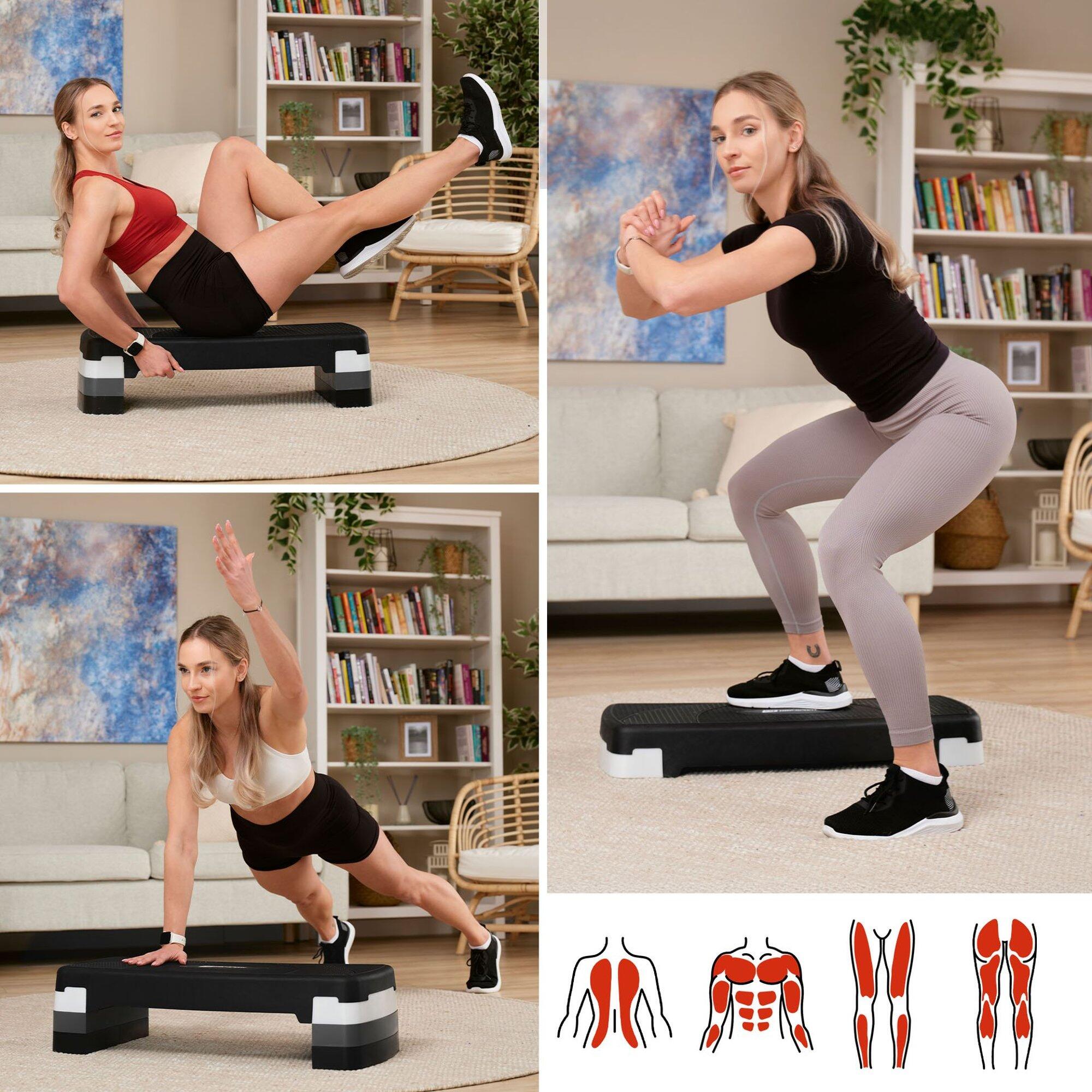 Step Aérobic NORTHERN STONE Pro Fitness – Réglable 3 Hauteurs (10/15/20 Cm), Capacité 250 Kg