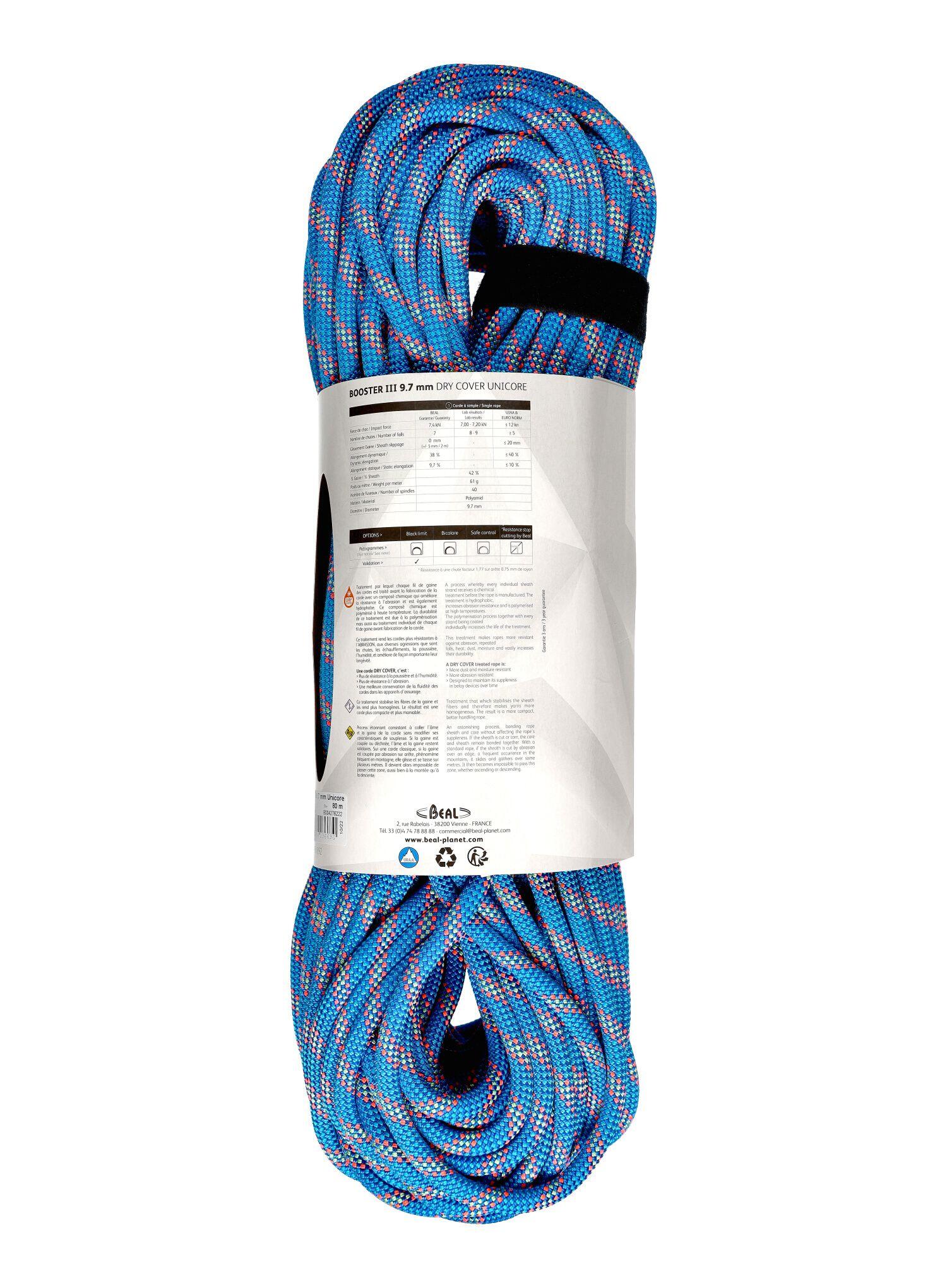 Corde Beal Booster III 9,7 mm Unicore Dry Cover 80 m — légère, résistante 3/5