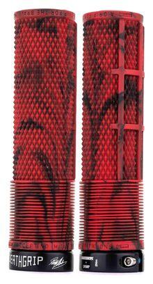DMR DMR Deathgrip Bike Handle Bar Grips Lock On -  Thin Flangeless Marble Red