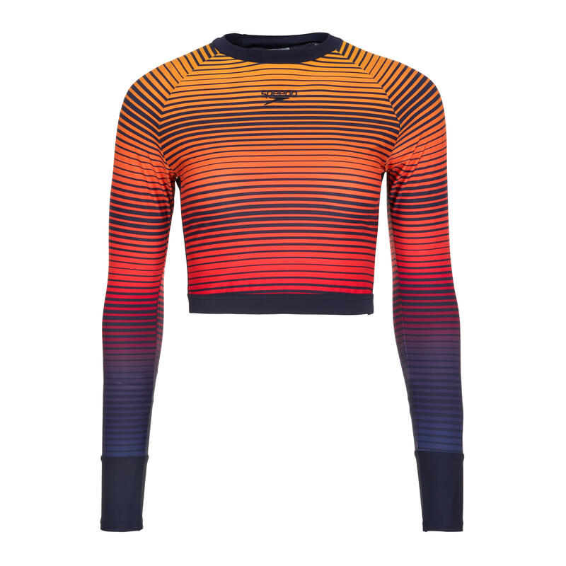 Bluză cu mâneci lungi pentru înot damă Speedo Placement Wrap Back Top