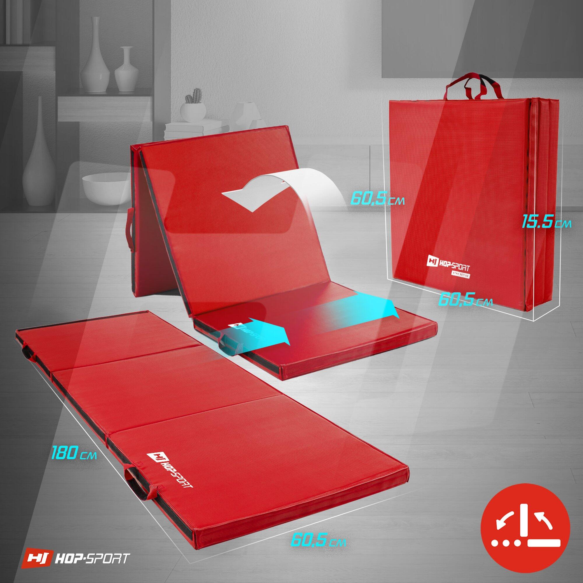 Colchón de gimnasia plegable duro con velcro 5cm - rojo 2/7