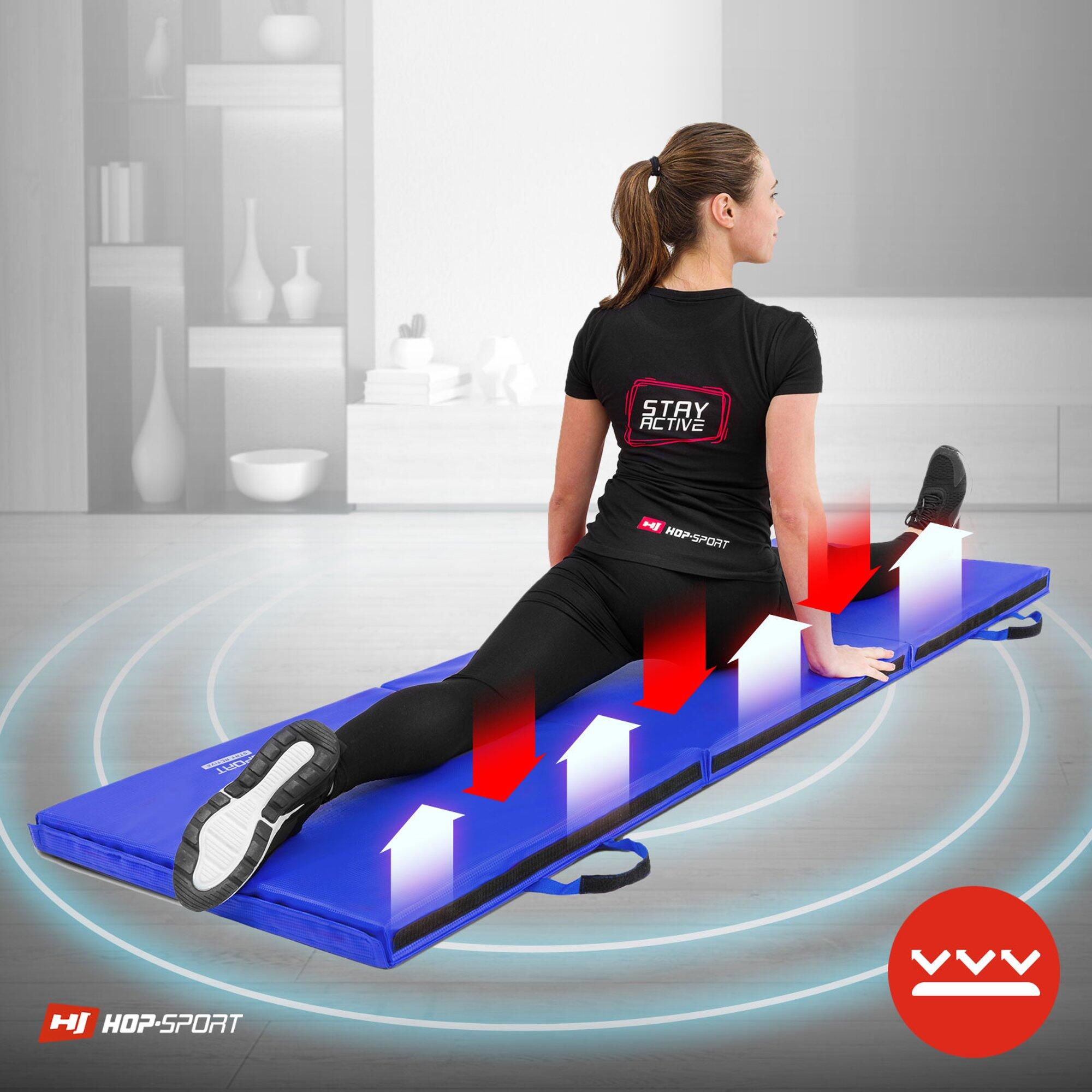 Klappbare Gymnastikmatte mittelhart mit Klettverschlüssen 5cm Hop-Sport 6/7
