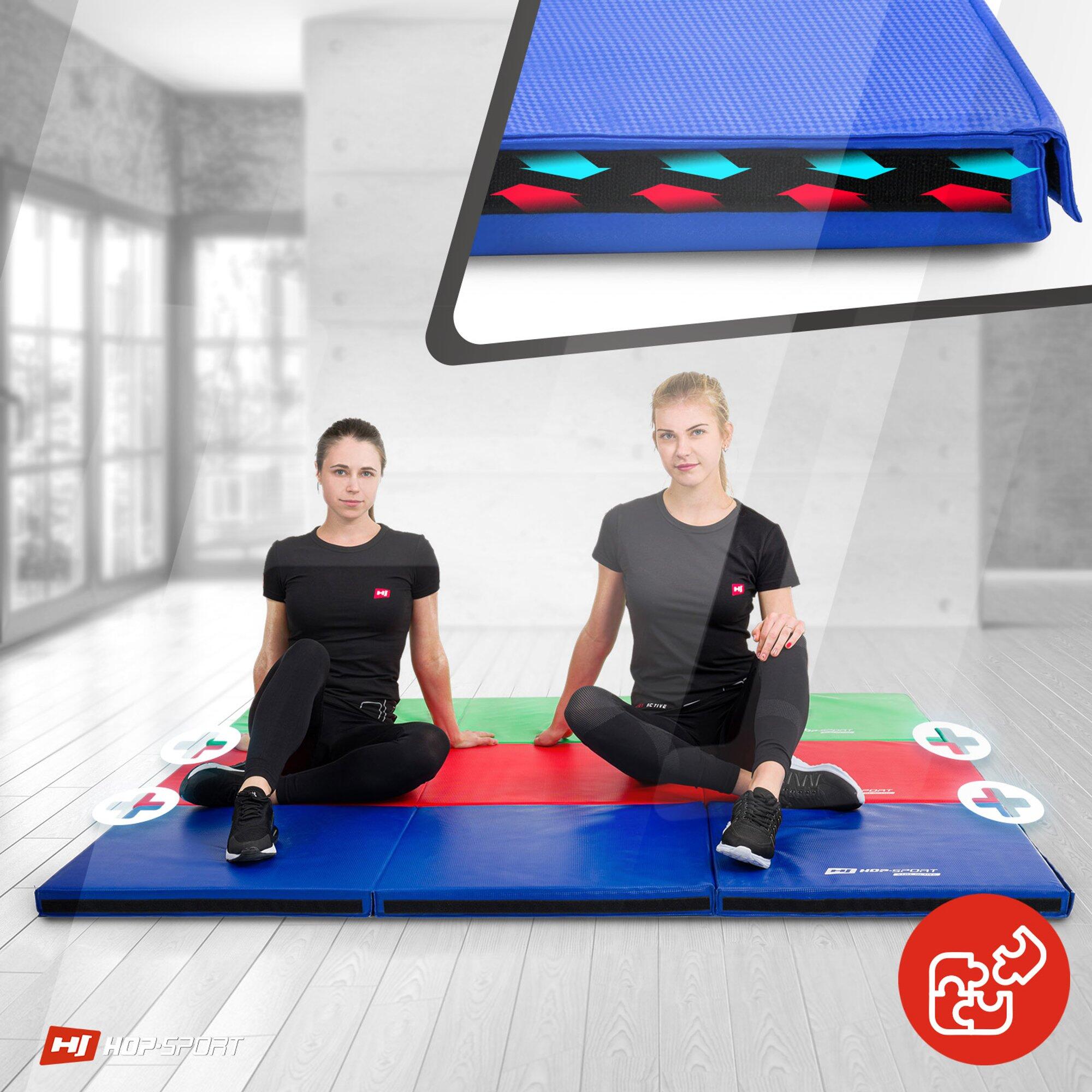 Klappbare Gymnastikmatte mittelhart mit Klettverschlüssen 5cm Hop-Sport 4/7