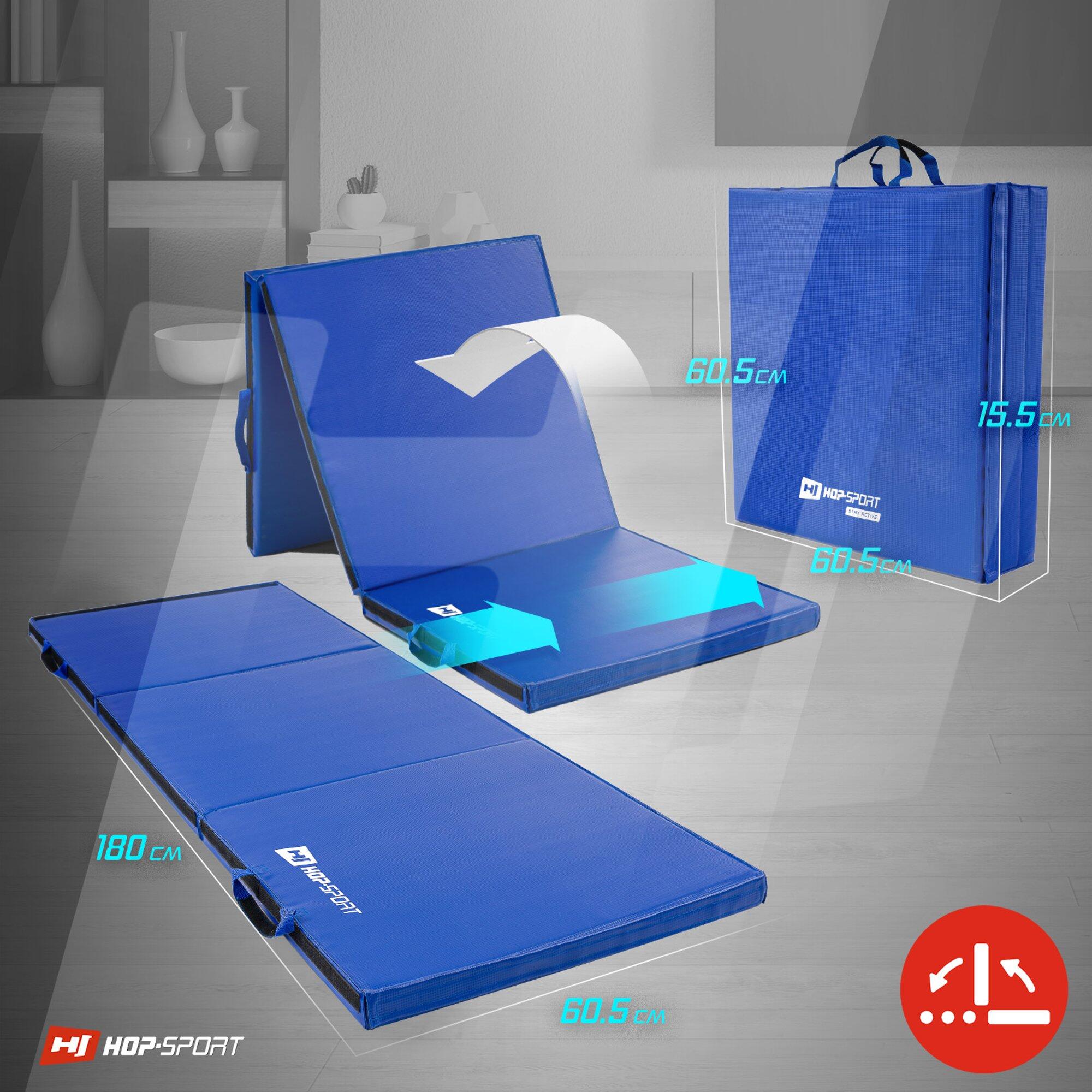 Klappbare Gymnastikmatte mittelhart mit Klettverschlüssen 5cm Hop-Sport 2/7