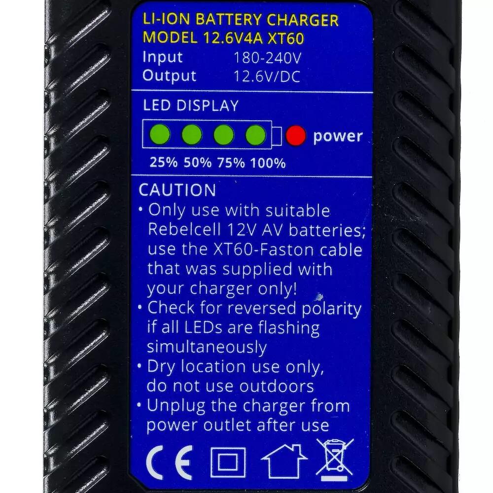 Rebelcell Batterieladegerät 12,6 V 4 A Li-Ionen mit XT60 6/7