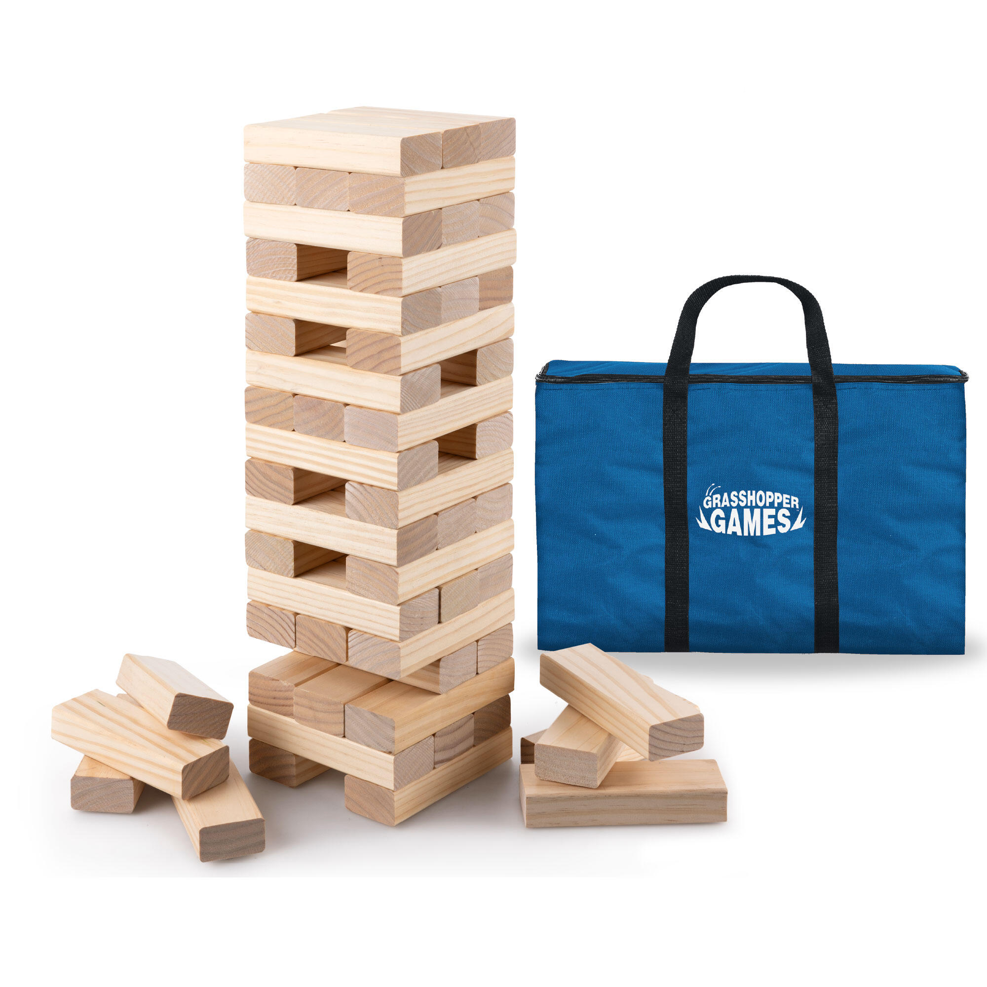 TOYRIFIC Grasshopper Games Giant Stack ‘N’ Fall, Classic Stacking Timber Game, Wooden