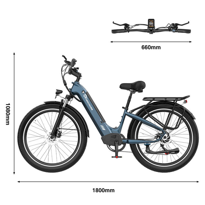 Elektrické městské kolo 26" 48V15AH 25KM/H Displej&aplikace Tlumič EK16