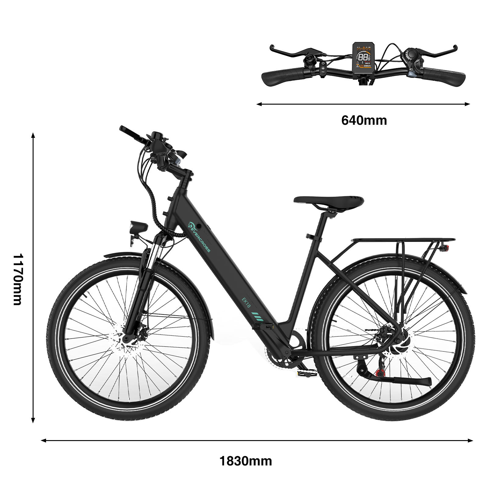E-Bike City-Elektrofahrrad 27,5 Zoll Allround-Fully 36V13A APP EVERCROSS-EK18 2/7