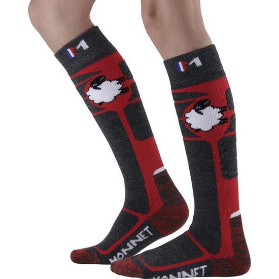 WOOLY - Chaussettes de ski en laine mérinos pour les juniors.