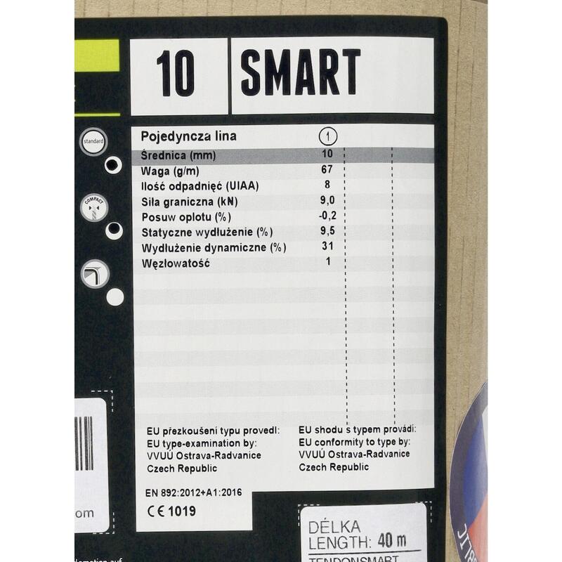 Lina dynamiczna Tendon Smart 10 mm 40 m Standard