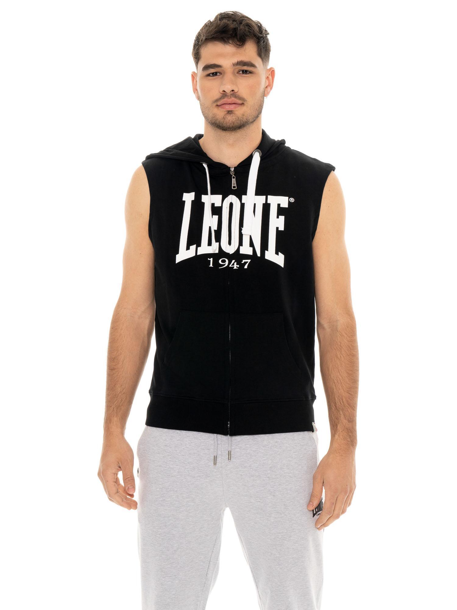Leone basic moletom masculino sem mangas com capuz e zíper