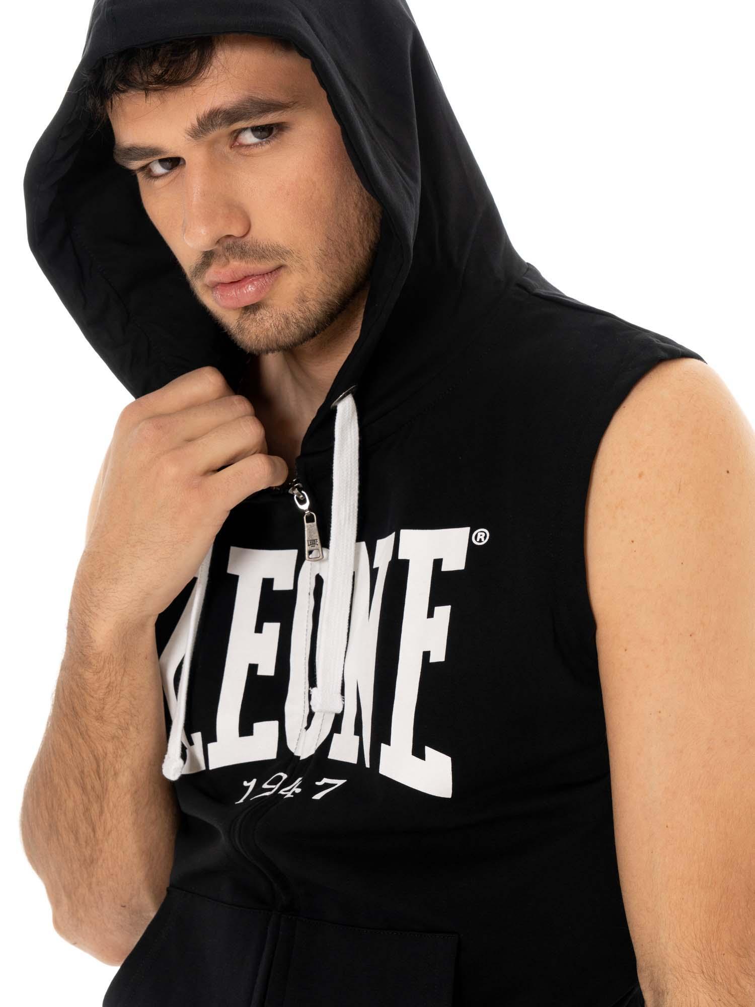 Sudadera con capucha sin mangas y cremallera para hombre Leone Basic 5/7