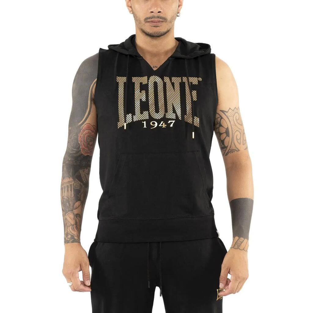 Leone Stripe Gold Sleeveless Hoodie for Men