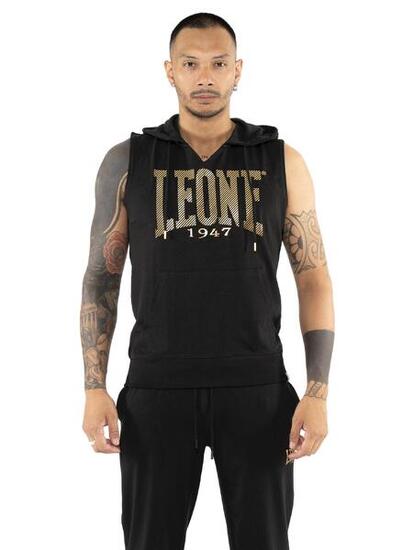 Felpa da uomo smanicato con cappuccio Leone Stripe Gold