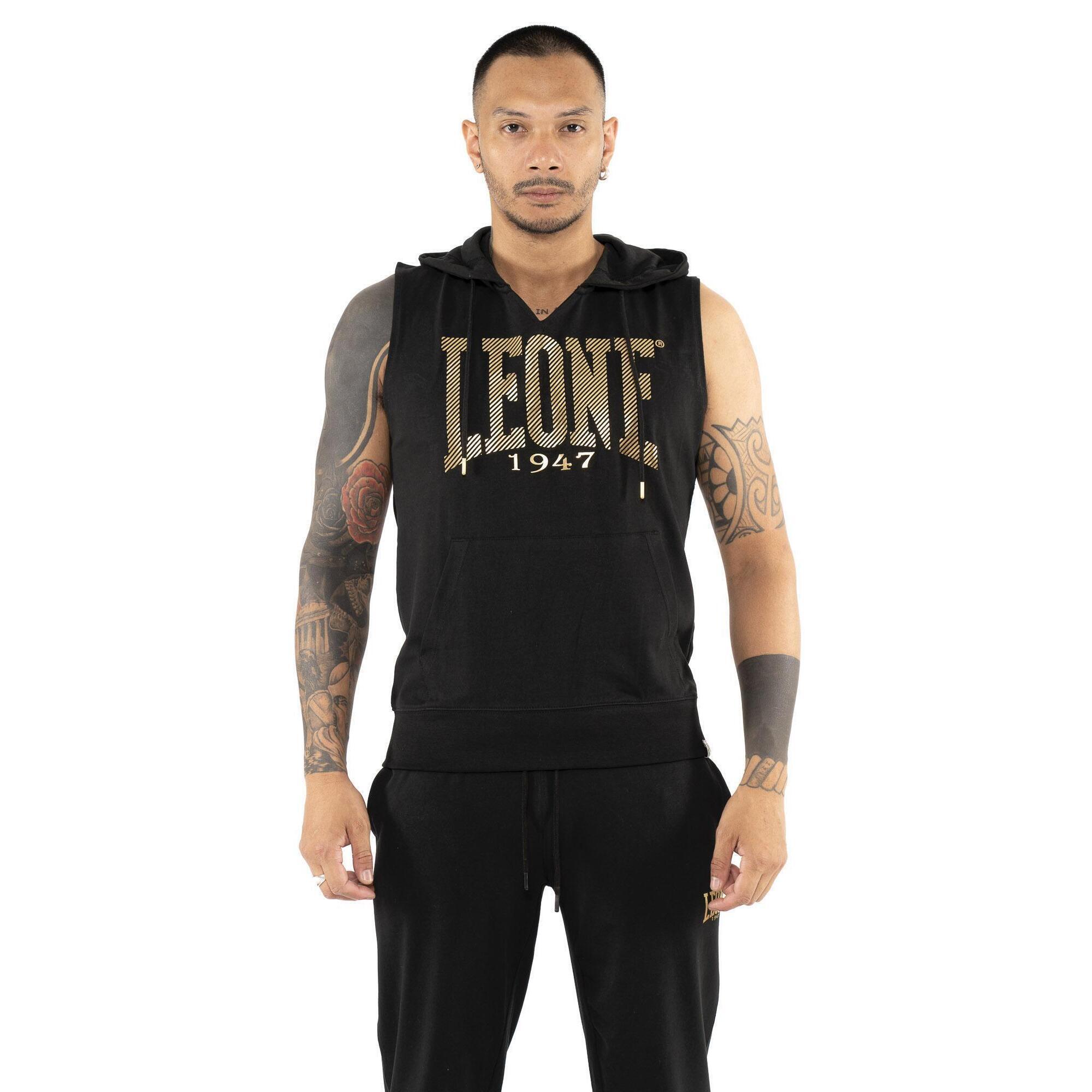 Leone 1947 Apparel - Sweat À Capuche Sans Manches Homme Leone Stripe Gold - Sweat-shirt - Noir - Decathlon