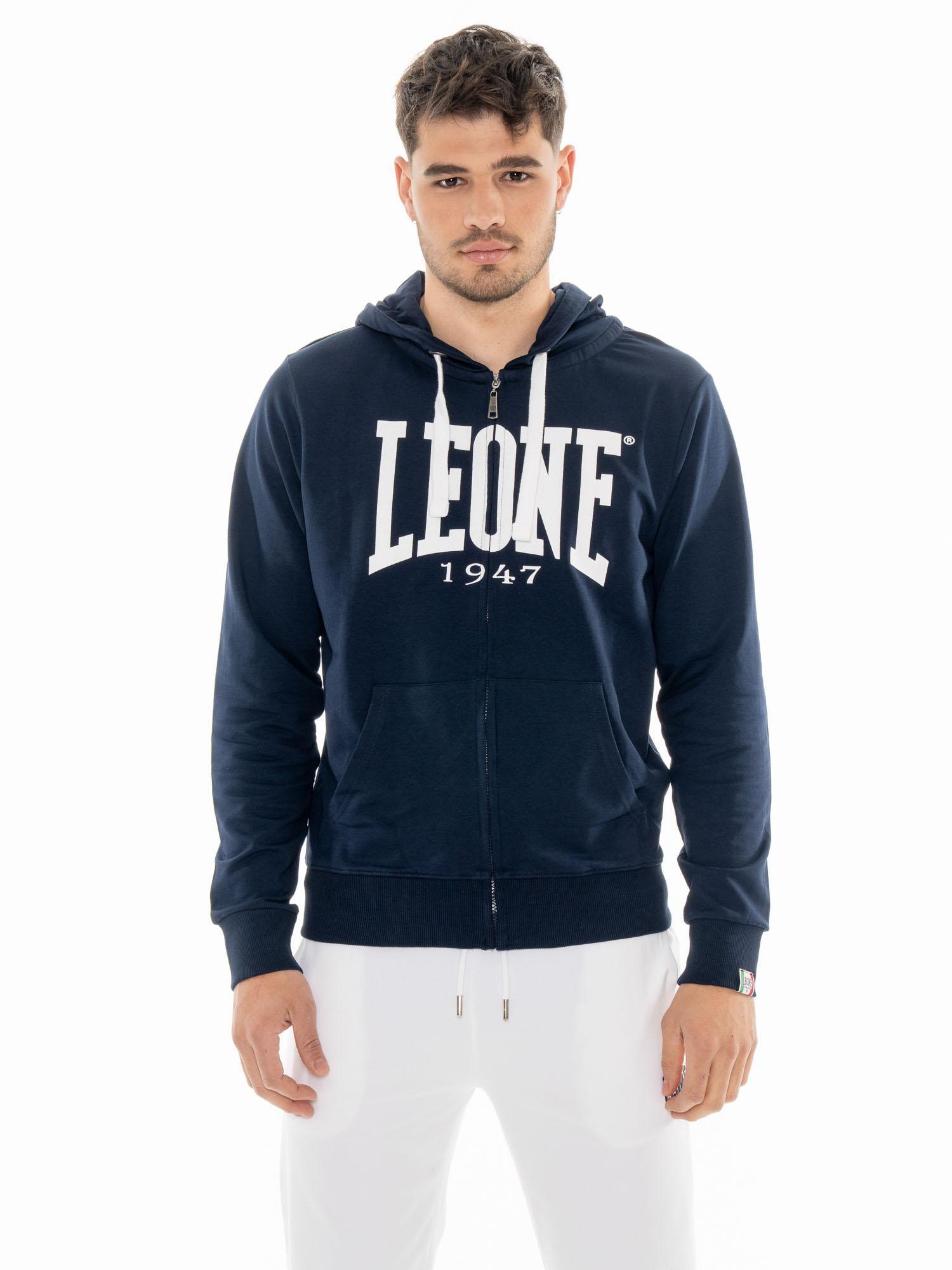 Felpa da uomo con cappuccio e zip non felpata Leone Basic 6/7