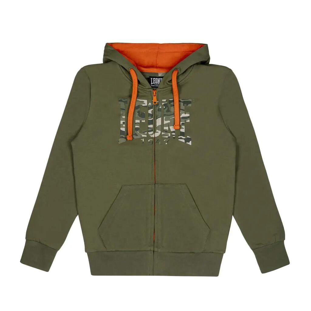 Children's unbrushed cotton zip-up sweatshirts in Leone Camouflage