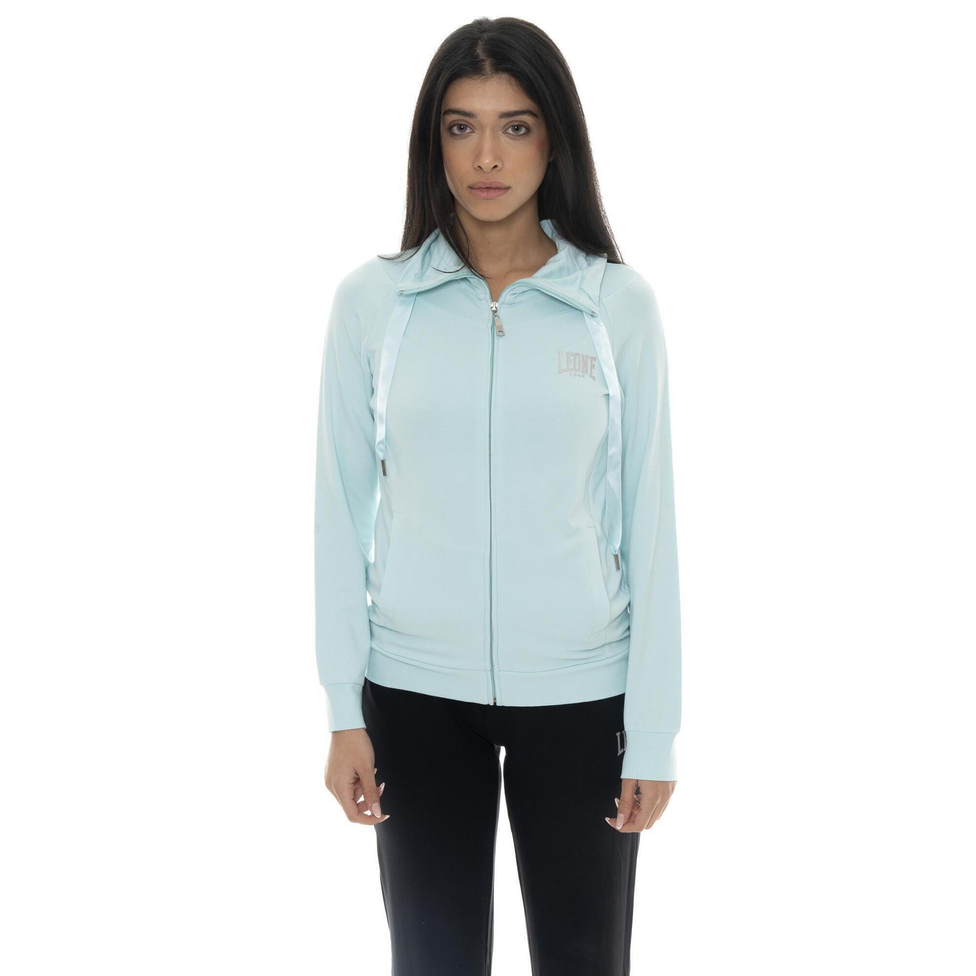 Leone 1947 Apparel - Sweat-shirt Femme Leone Spring Vibes En Coton Non Polaire Avec Col Et Zip - Sweat-shirt - Bleu - Decathlon