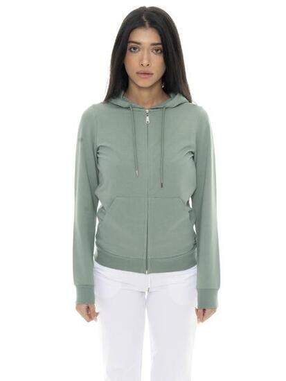 Felpa da donna non garzata con cappuccio e zip Leone Basic