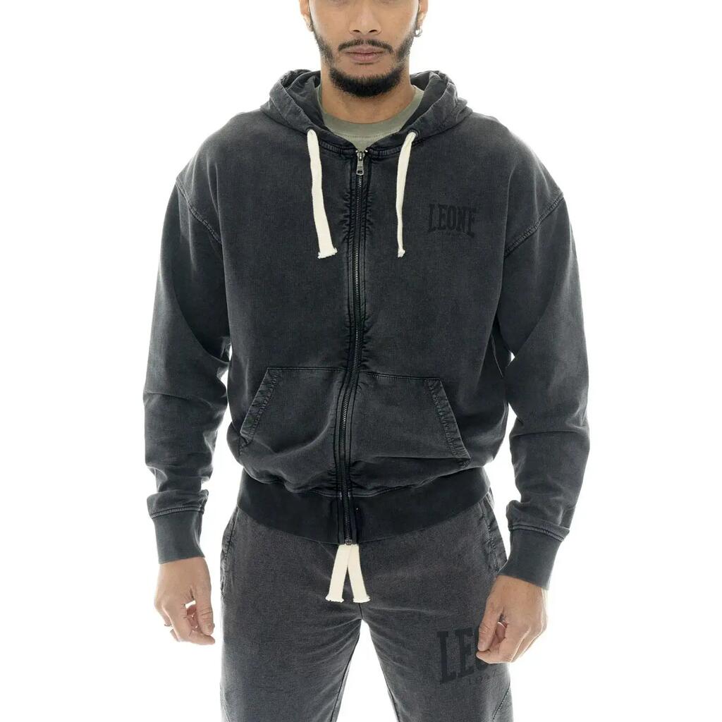 Men's unbrushed sweatshirts in washed fabric with zip Leone Old Wash