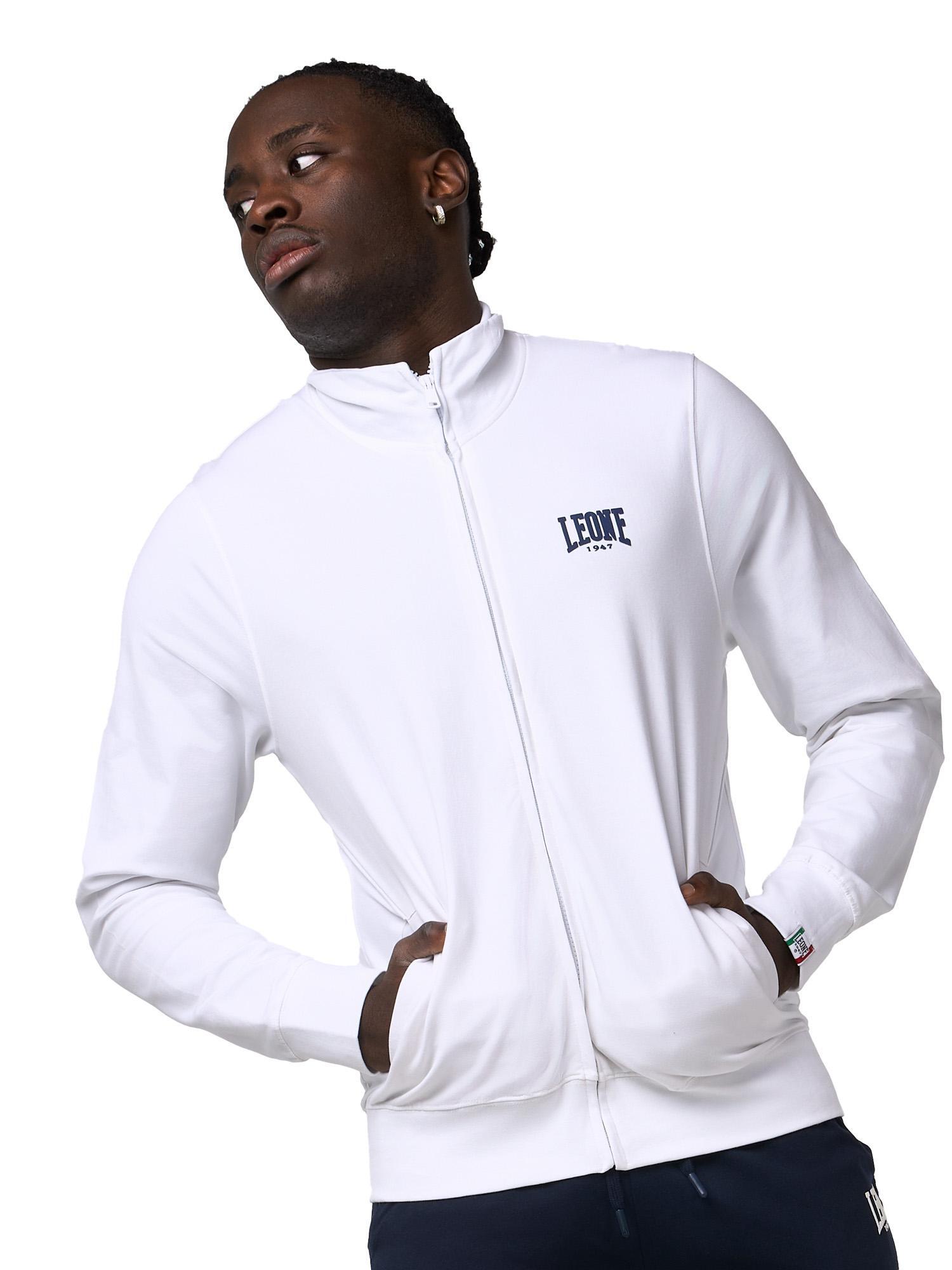 Felpa da uomo con colletto e zip non felpata Leone Basic 5/8