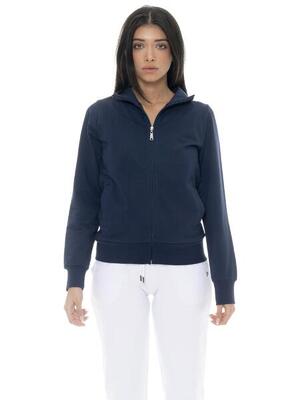Felpa con colletto e zip da donna non felpata Leone Basic