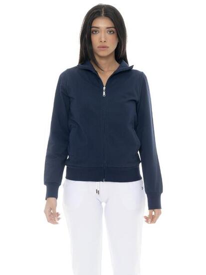 Felpa con colletto e zip da donna non felpata Leone Basic