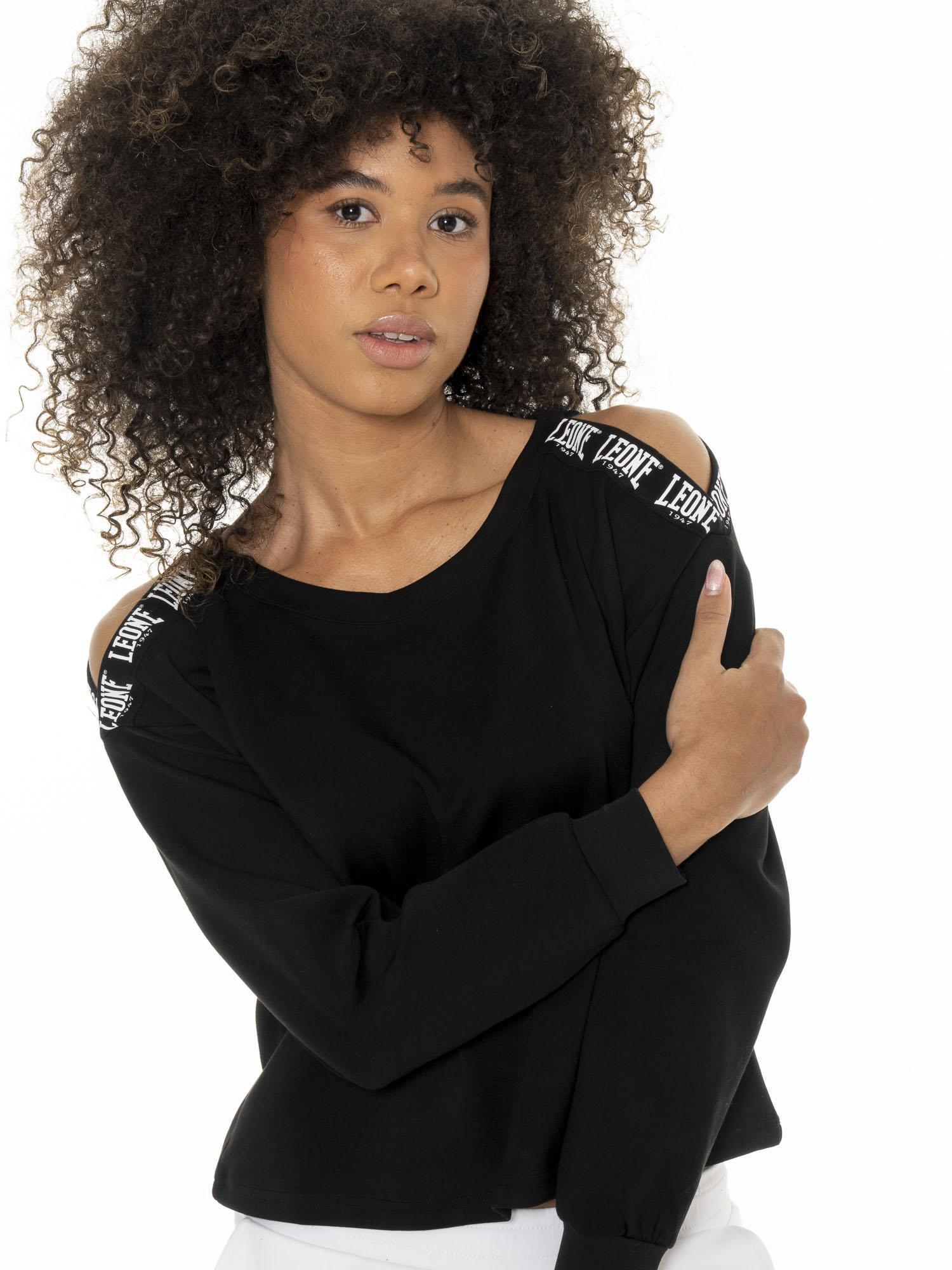 Sudadera con capucha mujer Leone 1947 Apparel blanco y negro 5/7