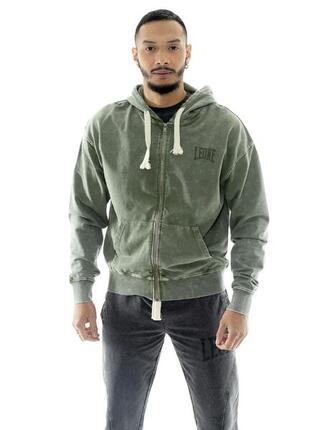 Sweat-shirt homme non brossé Leone Old Wash en tissu lavé avec fermeture éclair