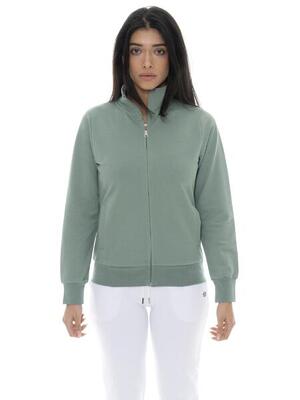 Felpa con colletto e zip da donna non felpata Leone Basic