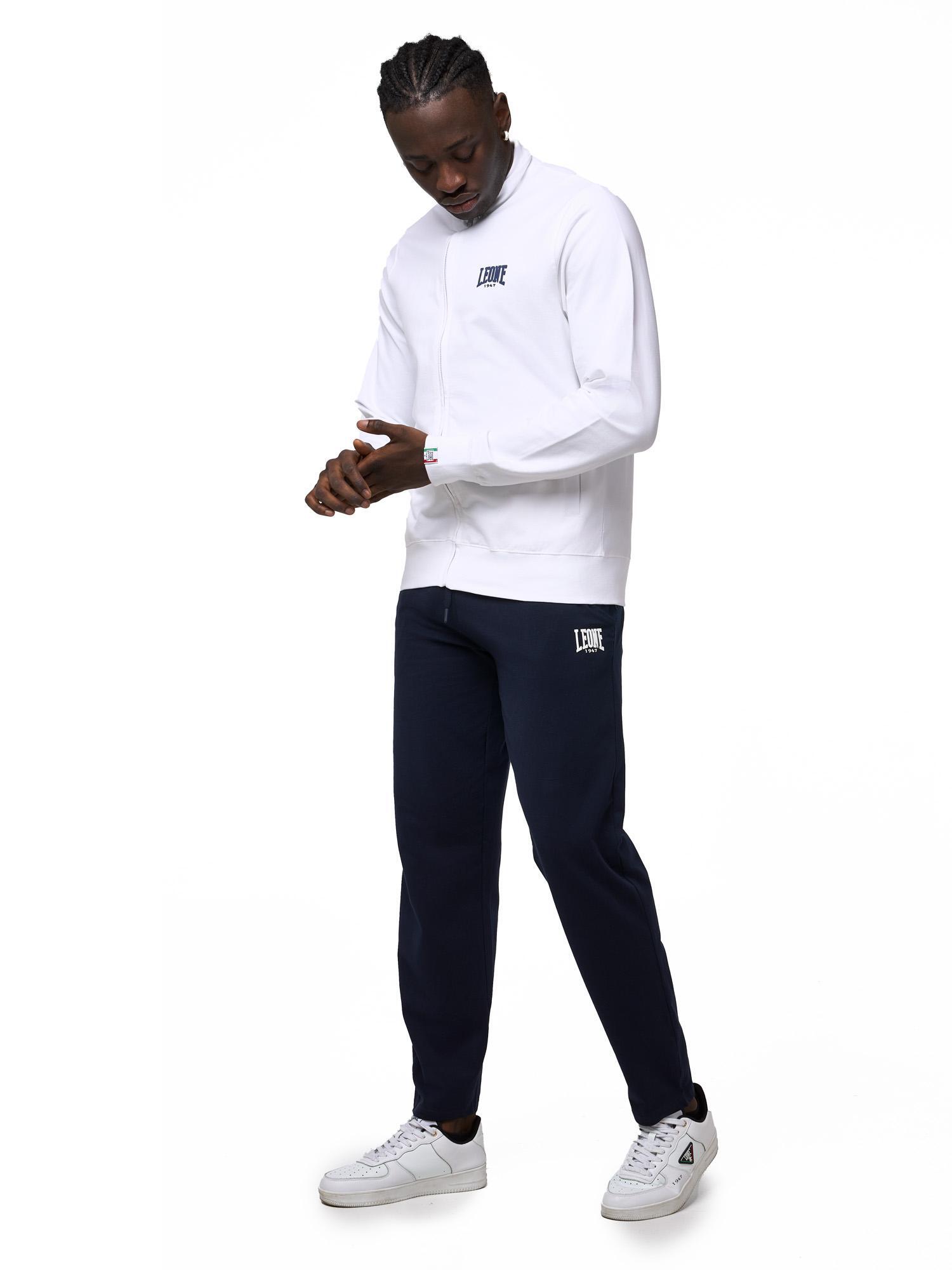 Felpa da uomo con colletto e zip non felpata Leone Basic 2/8