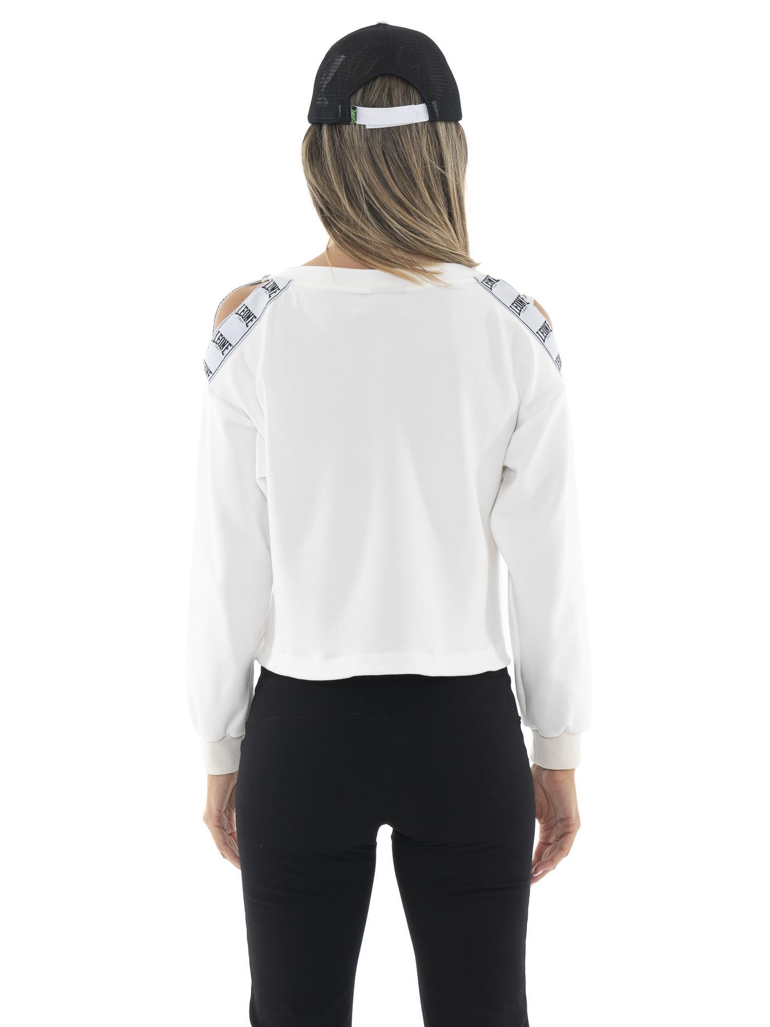 Sweat à capuche Leone noir et blanc pour femmes, épaules dénudées 5/7