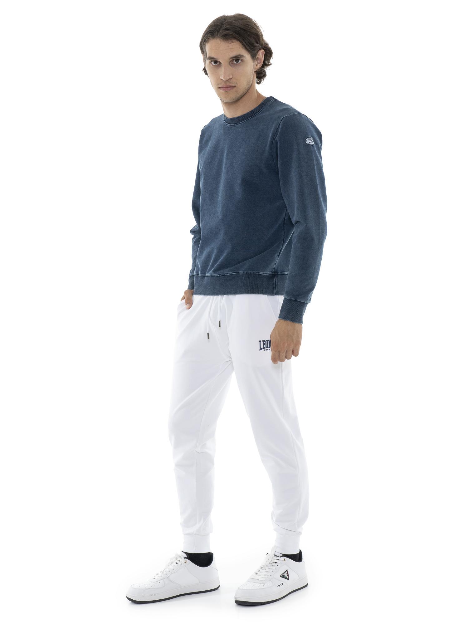Leone Denim Bluzy męskie z okrągłym dekoltem i wciąganym kołnierzem