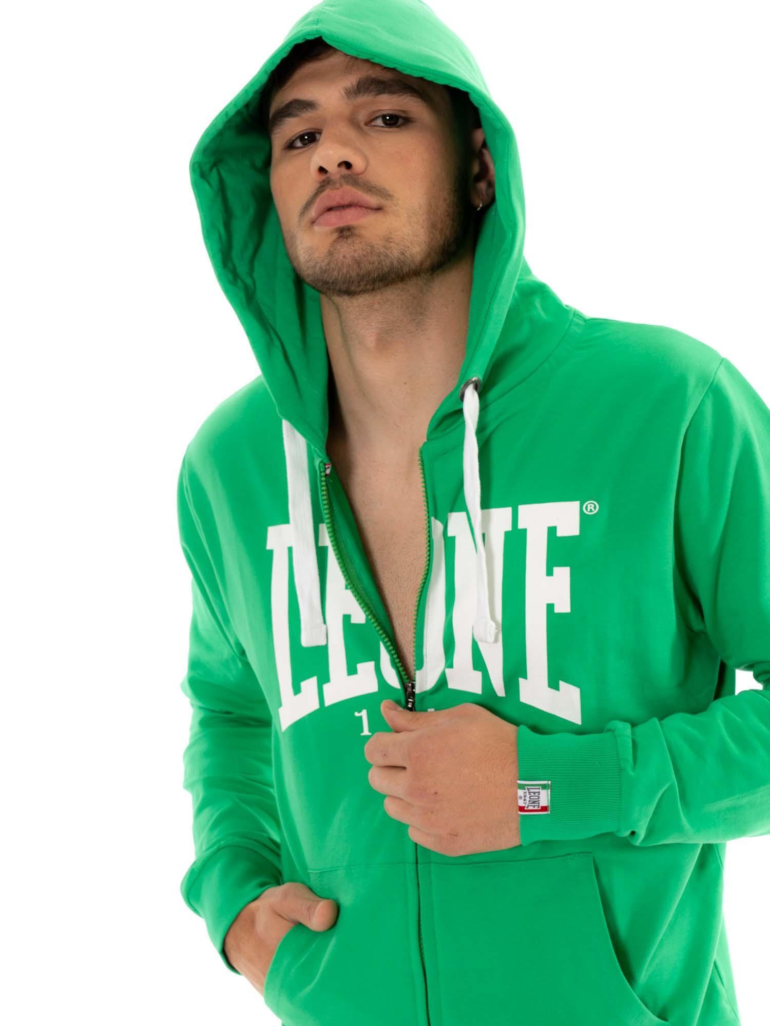 Felpa da uomo con cappuccio e zip non felpata Leone Basic 5/7