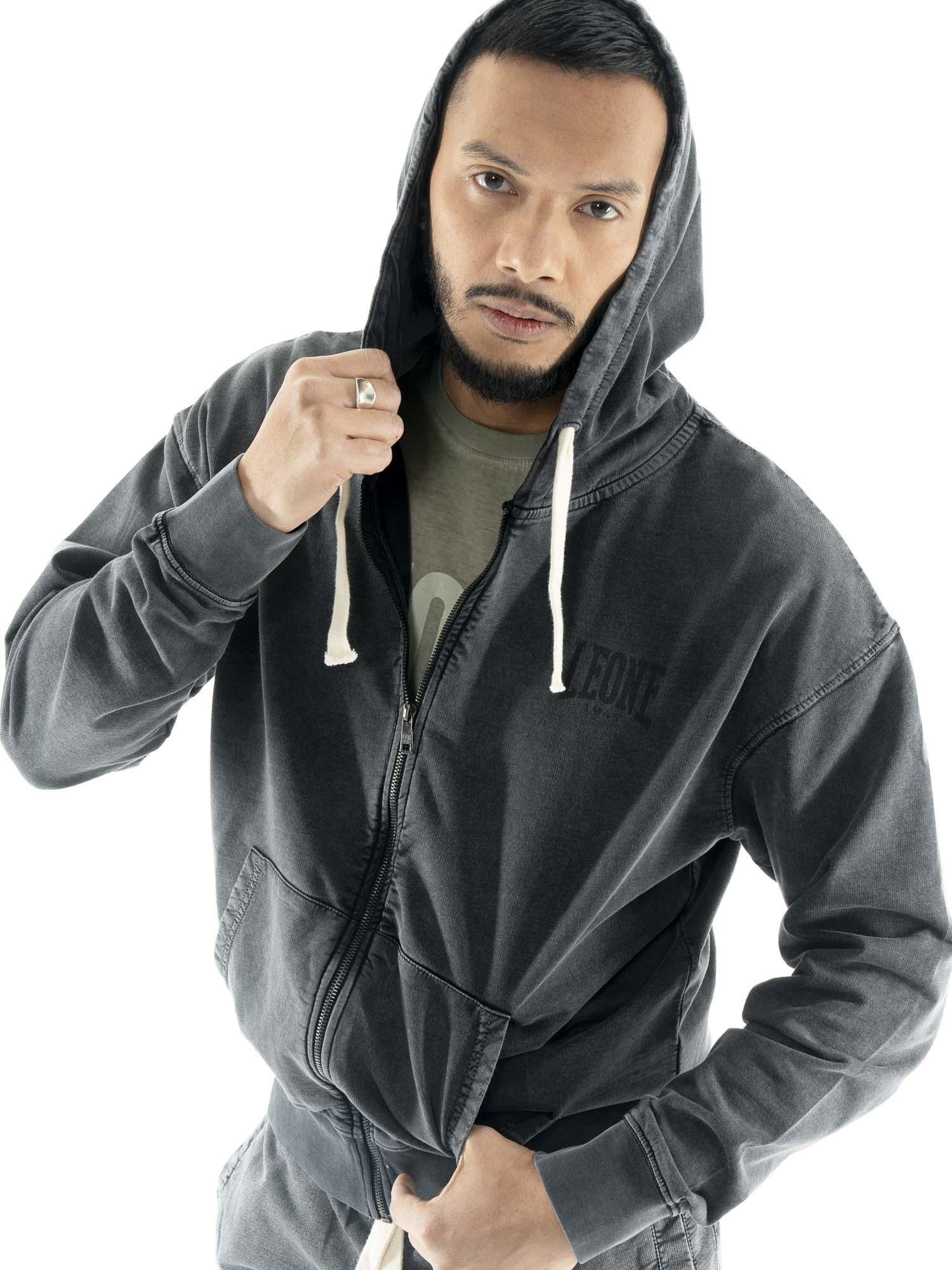Sweat-shirt homme Leone 1947 Apparel Old Wash coton non brossé zip 5/5