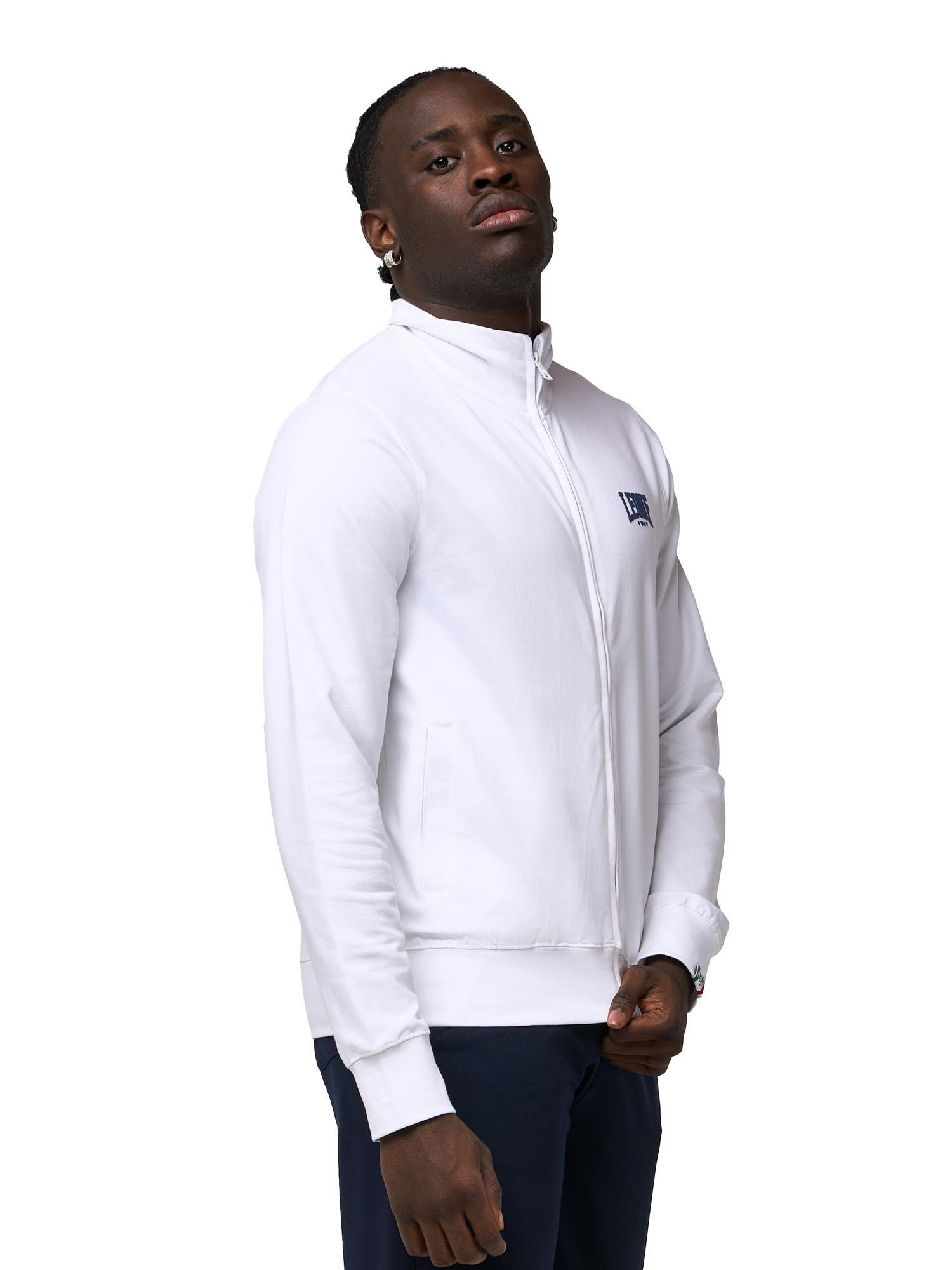Felpa da uomo con colletto e zip non felpata Leone Basic 3/8