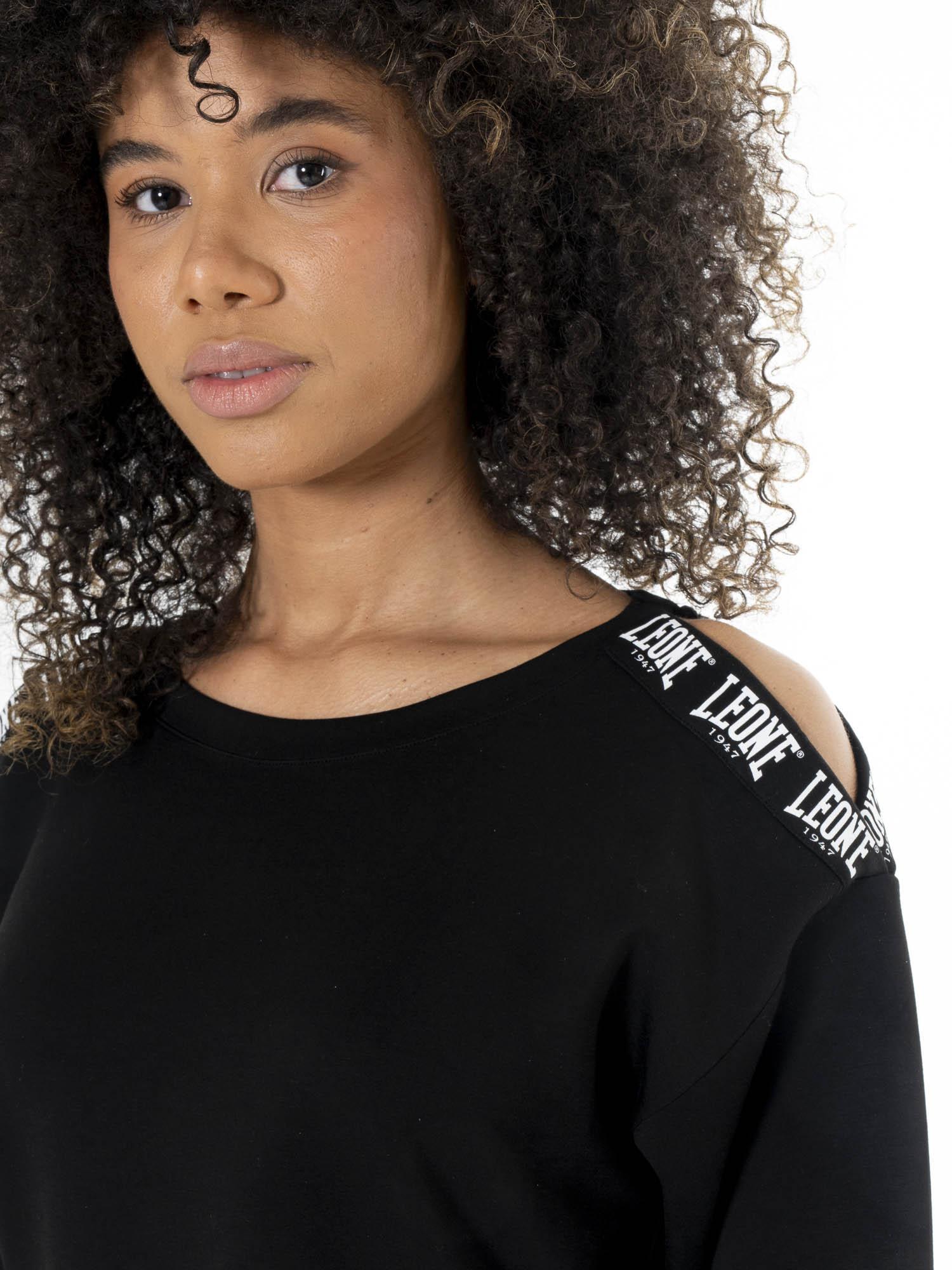 Sudadera con capucha mujer Leone 1947 Apparel blanco y negro 3/7