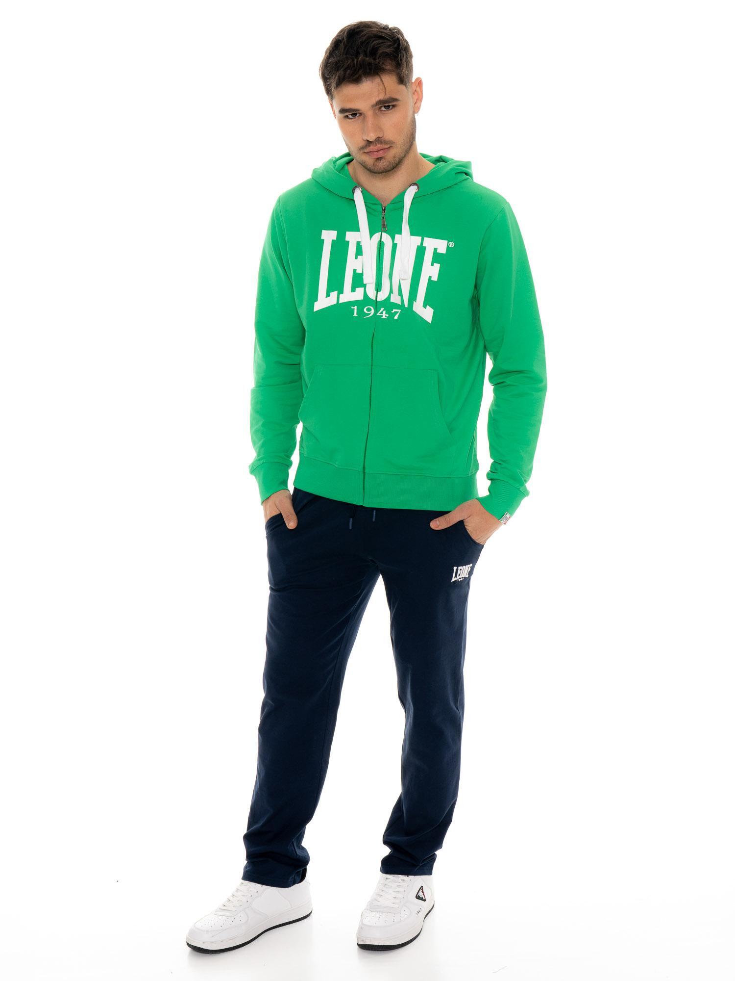 Felpa da uomo con cappuccio e zip non felpata Leone Basic 2/7