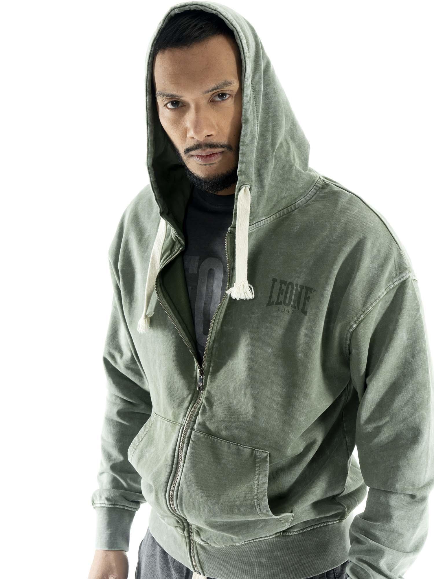 Sweat-shirt homme Leone 1947 Apparel Old Wash coton non brossé zip 5/5