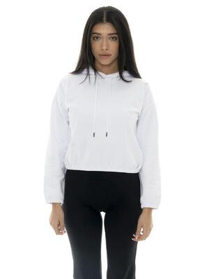 Leone basic dames korte crop non-sweatshirt met capuchon