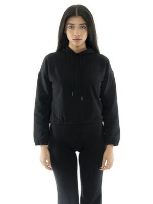 Leone basic dames korte crop non-sweatshirt met capuchon
