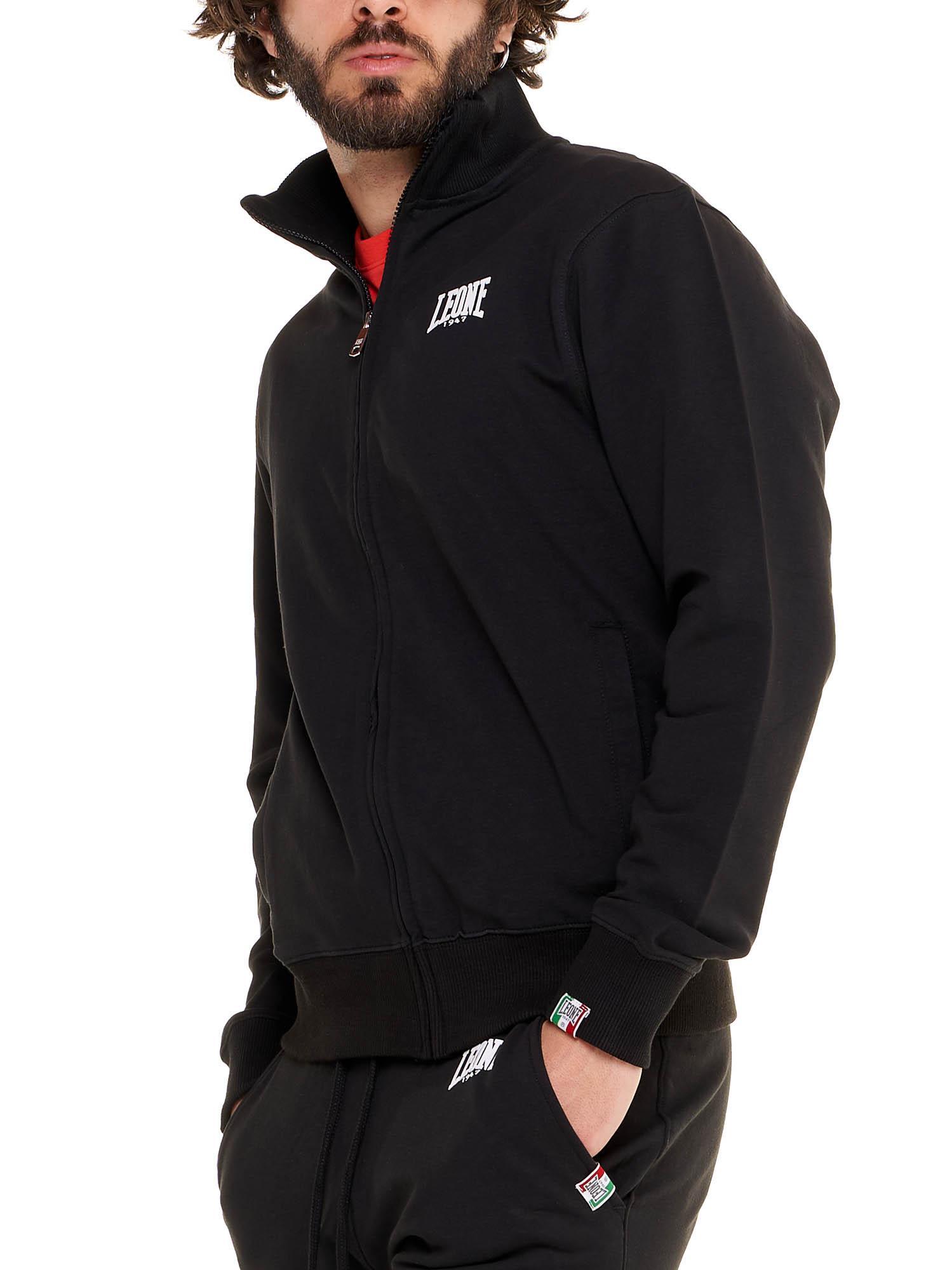 Felpa da uomo con colletto e zip non felpata Leone Basic 5/5
