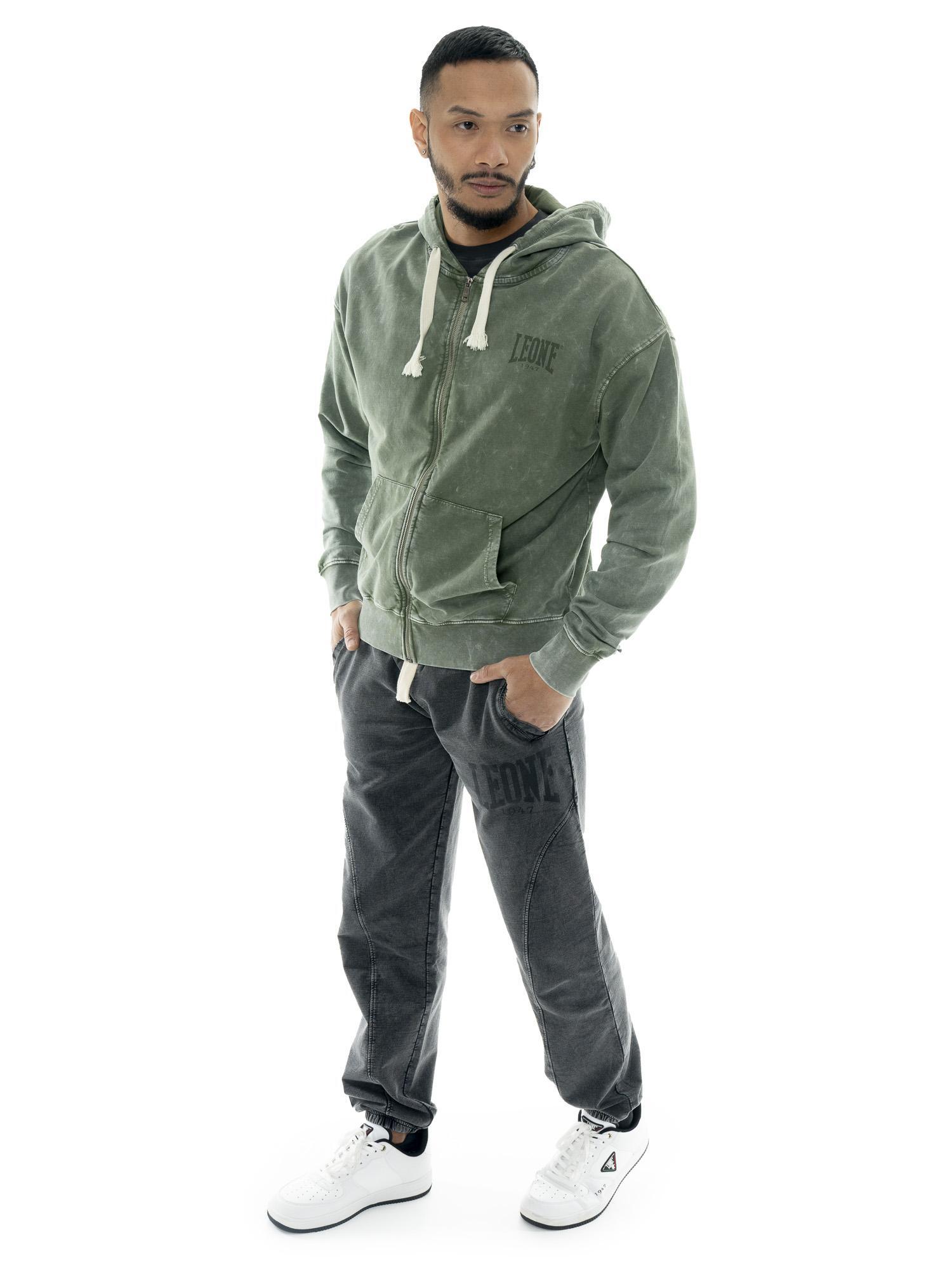 Sweat-shirt homme Leone 1947 Apparel Old Wash coton non brossé zip 2/5