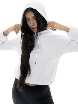 Leone basic dames korte crop non-sweatshirt met capuchon